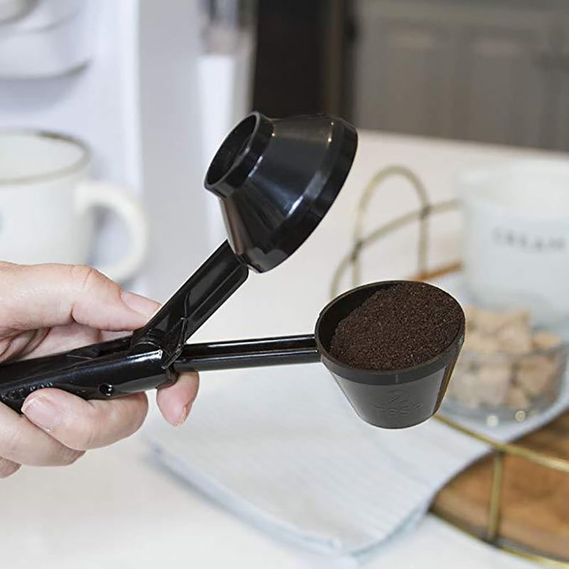 PUXING Coffee Scoop & Funnel for Reusable K Cup Refillable Coffee Pods Coffees Measuring Spoon Scoop with Funnel for Ground Coffees, Protein Powder, Tea(COLOR:black) - Image 5